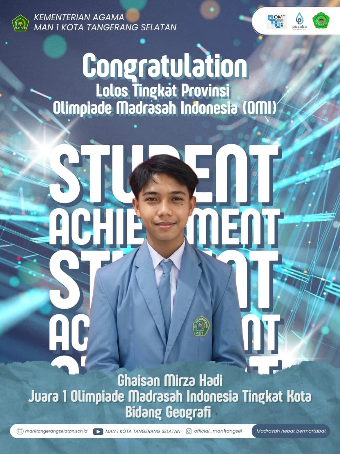 Ghaisan Mirza Hadi Juara 1 OMI Kota dan Lolos ke Provinsi